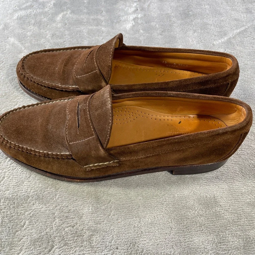 Men's Brown Suede Penny Loafers 12B